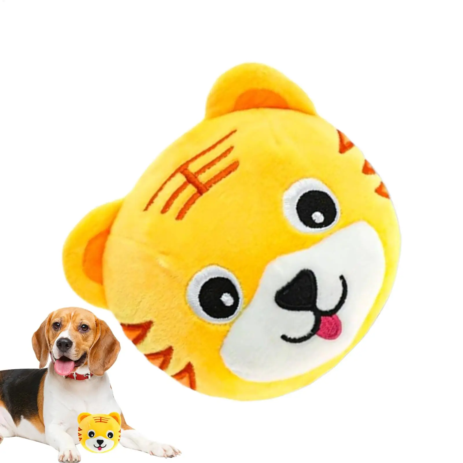 Juguetes para perros rompecabezas interactivo de felpa eléctrica bola chirriante móvil de dibujos animados de felpa resistente a mordeduras entrenamiento automático para perros chirriantes