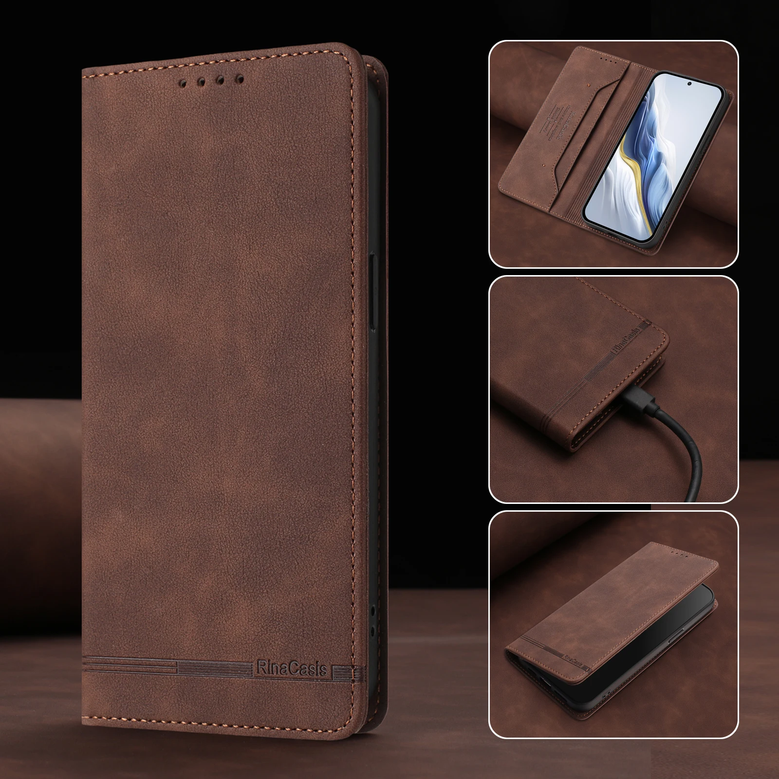 

Флип-чехол с блокировкой RFID для OPPO A6 GT A6i A5 A5X A3 A2 A1 A1X Ретро кожаный 1 слот для карт Магнитный закрытый кошелек-книжка Funda