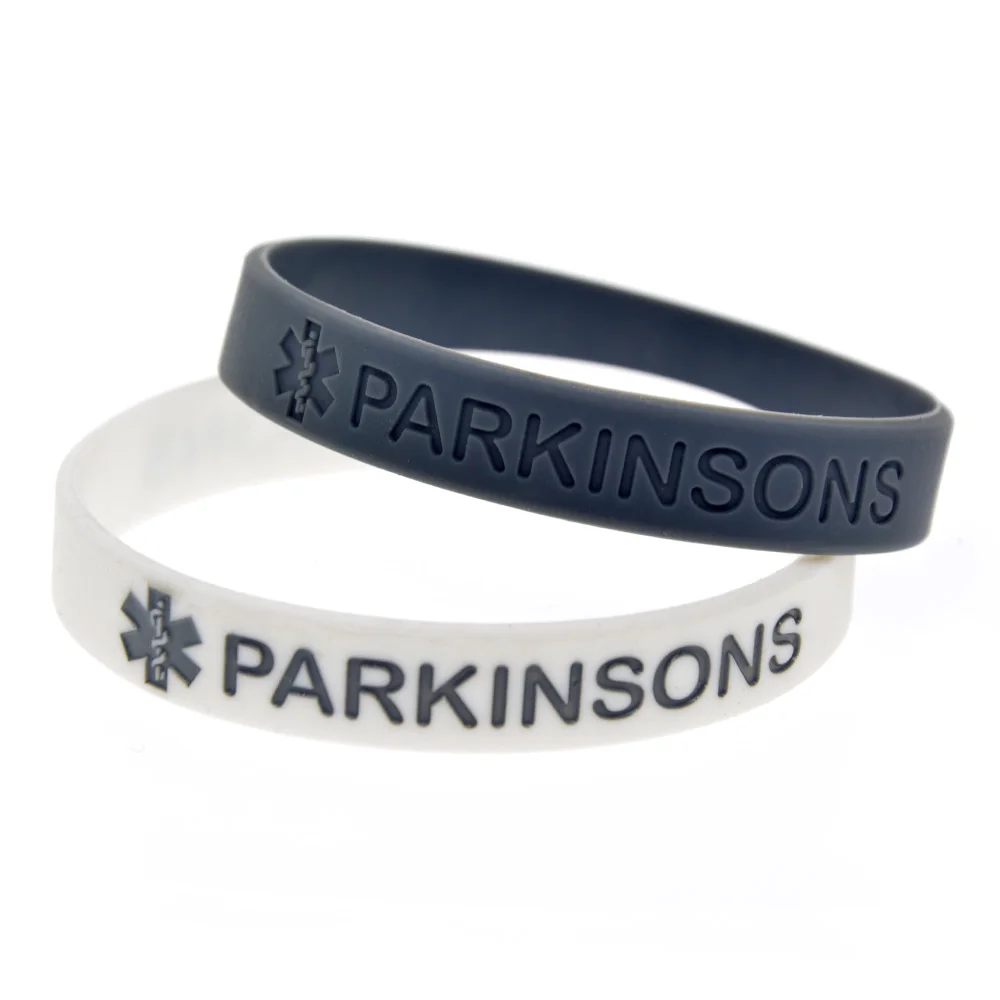 50 Stück Parkinson-Medizinische Notfall-Silikonarmbänder, Notfall-ID-Gummiband, Armreif für ältere Patienten zur täglichen Warnung – Detail 1