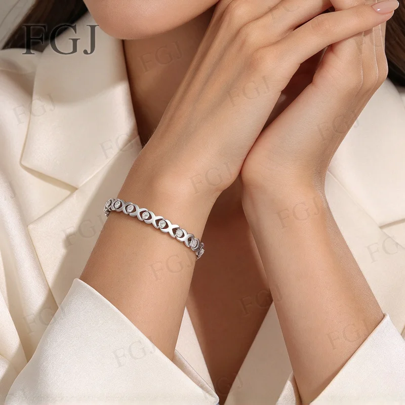 Damen Moissanit-Armband 925 Sterling Silber Infinity-Link-Design Armband Feiner Schmuck Geschenk für Sie Hochzeit Geburtstag Party – Detail 10