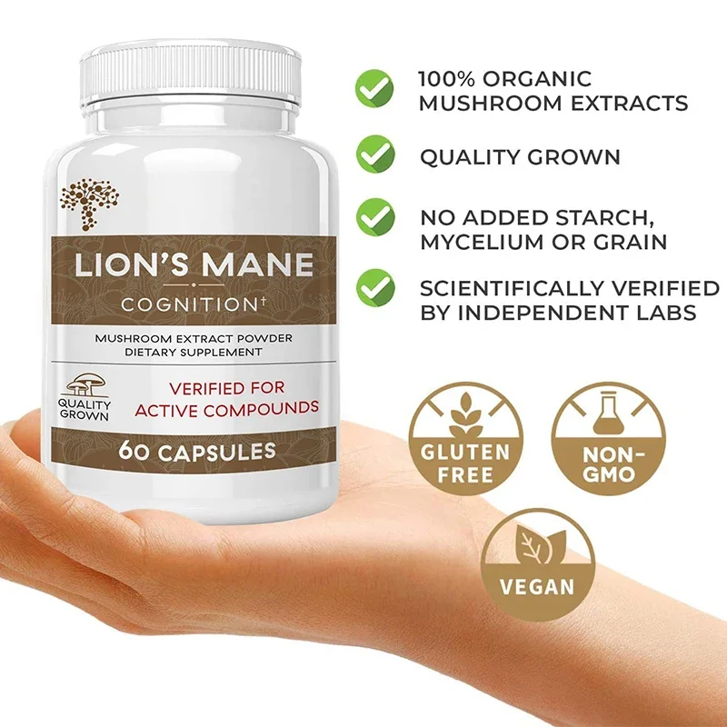 1 Bottle Lion Mane Ganoderma lucidum Mushroom Capsule Dietary Supplement