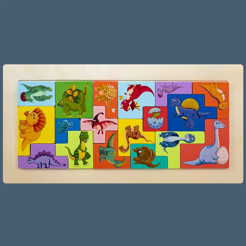 Wooden Colored Puzzle Toy For Early Childhood Education Intellectual Games Parent-Child Interaction Two Styles Available