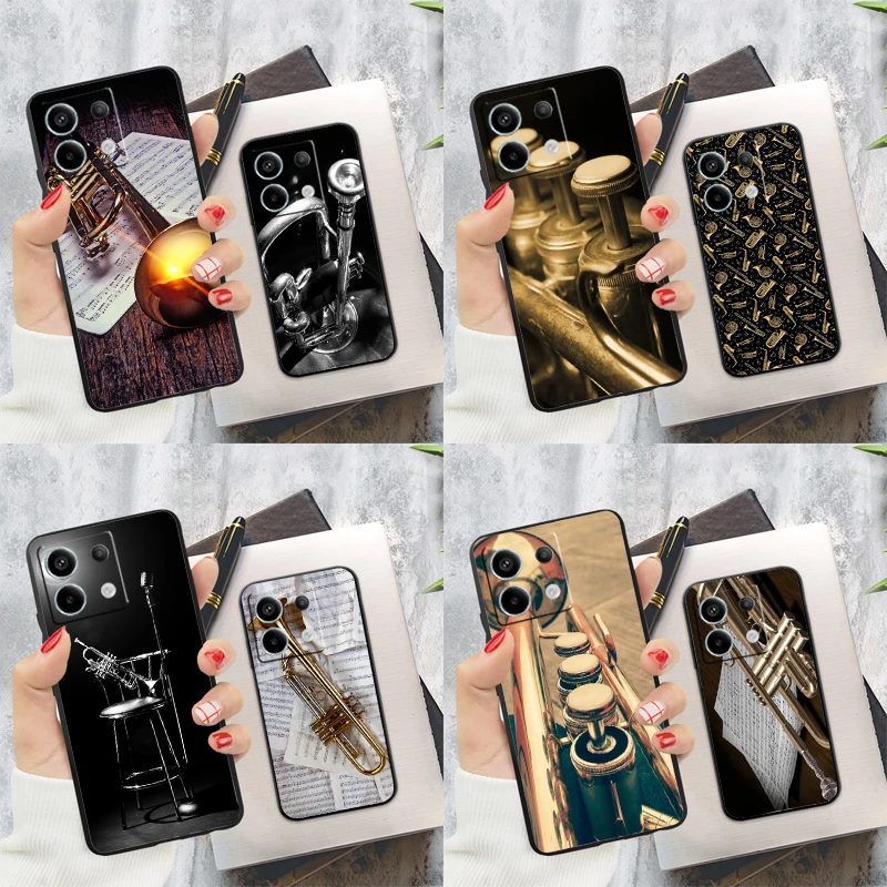 Piccolo Trumpet Brass Instruments Case For Xiaomi Redmi Note 13 Pro 14 12 11 9 10 9S 10S 11S 12S Redmi 13C 10C 12C 14C Cover