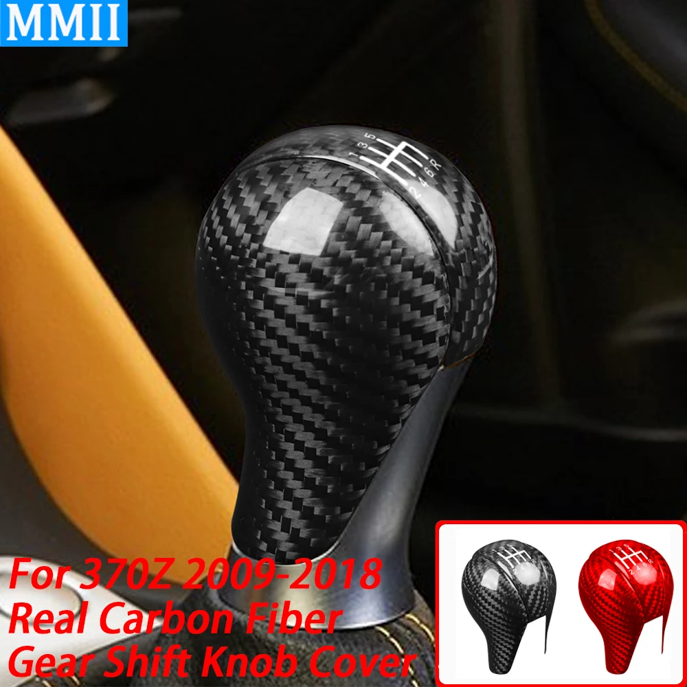 For Nissan 370Z Z34 2009-18 Real Carbon Fiber Gear Shift Knob Cover Decorative Car Interior Decoration Retrofitting Accessories