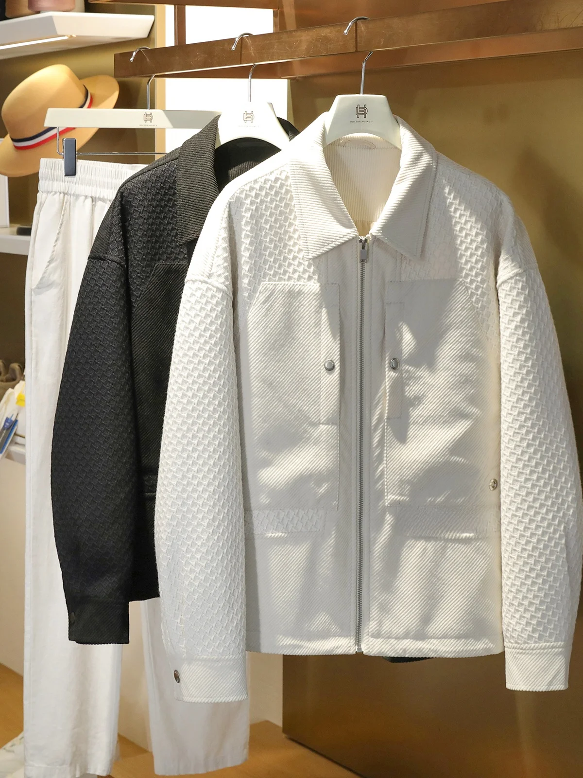 

Men's Busin Casual Wool Blend Jaet irt Collar Outerwear Spring Autumn Doctor.Huang's Faion Urban Anti-Wrinkle