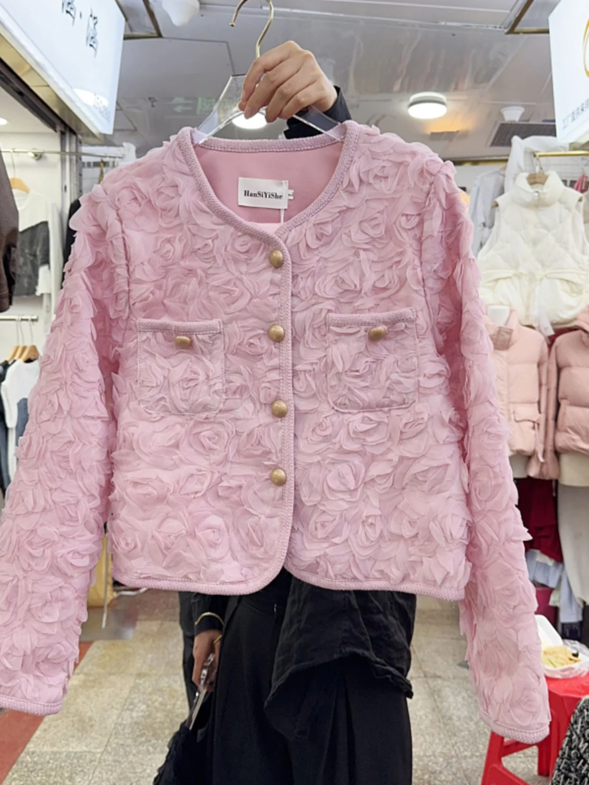 KUSAHIKI French Rose Flowers Coat for Women 2024 New Spring Autumn Fashion Korean Style Short Cardigan Jacket Top