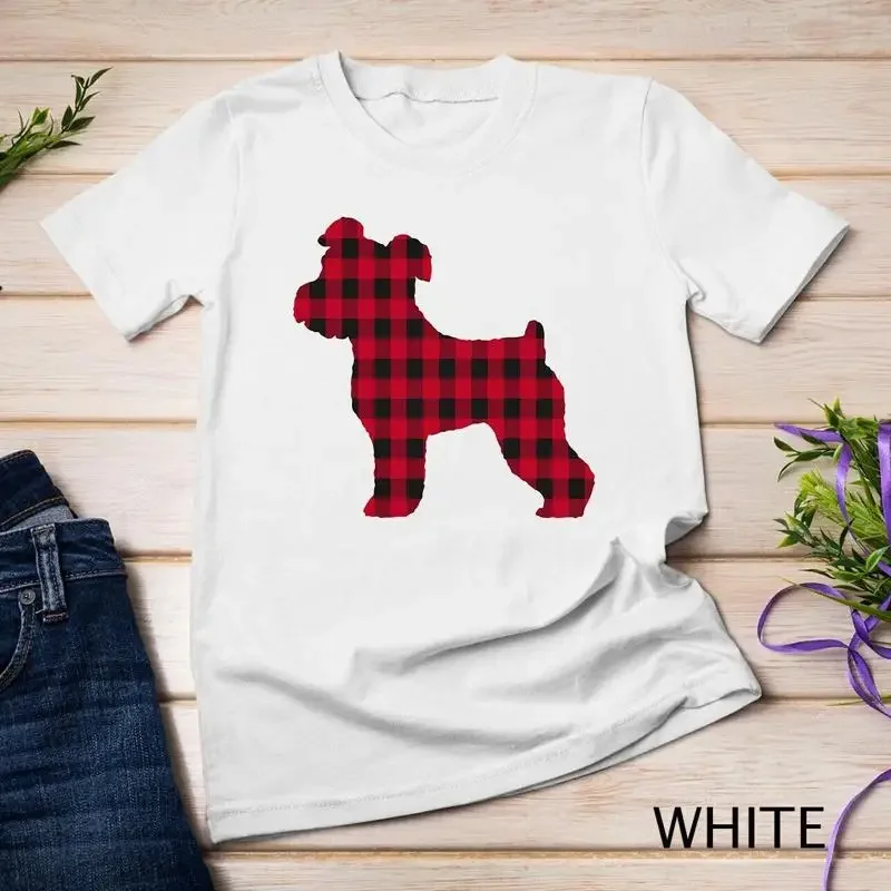 Red Plaid Miniature Schnauzer Dog Lover Christmas Pajama Unisex T shirt