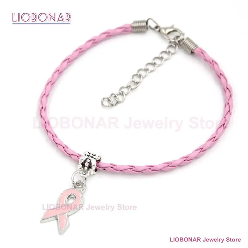 New Arrival  Breast Cancer Bracelet Yellow Pink Ribbon Charm Bracelets Awareness Jewelry for Cancer Center Foundation Gifts