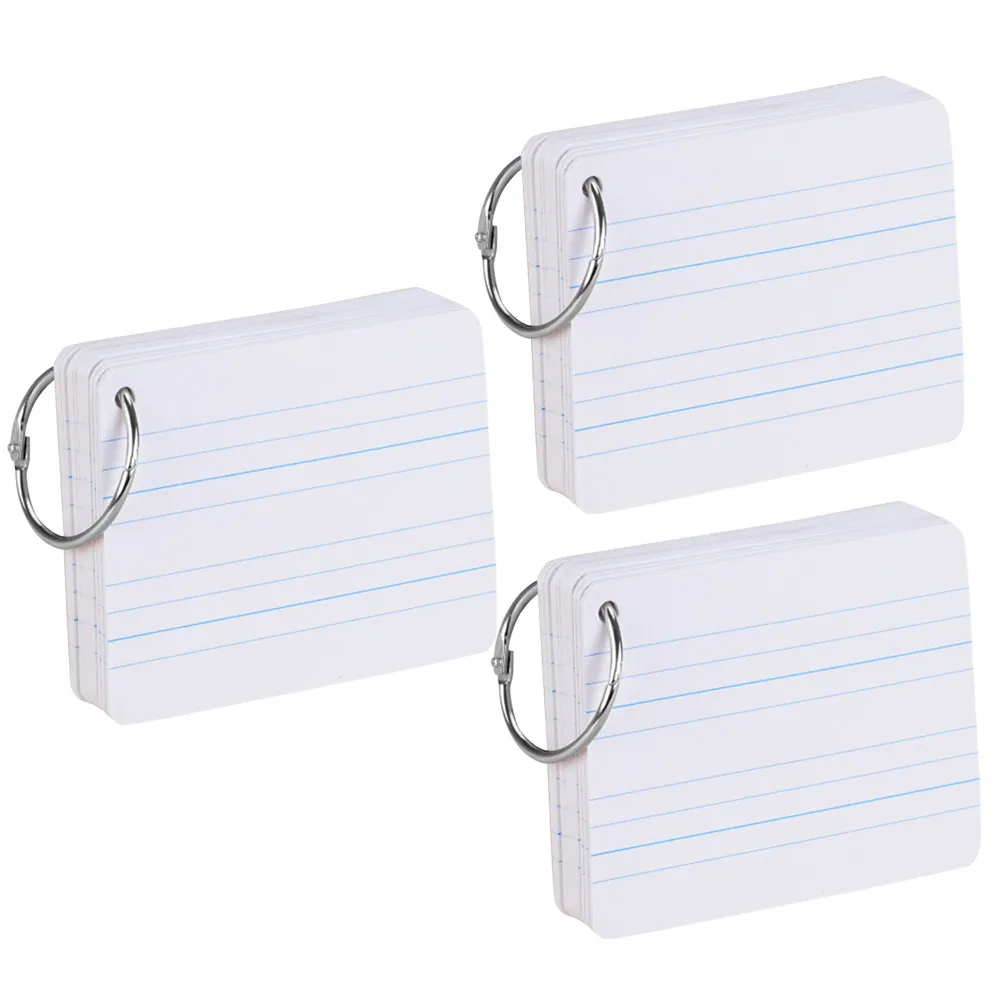 

3pcs Double Sided Blank Pinyin Cards For Kids English Word Card Set Hole Ring Design School Stationery Gift Puzzle Game Learning