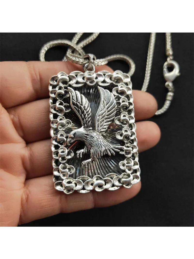 

Лидер продаж, натуральное ручное резьба, старое тибетское серебряное ожерелье в виде ястреба, кулон, модные украшения для мужчин и женщин, подарки на удачу