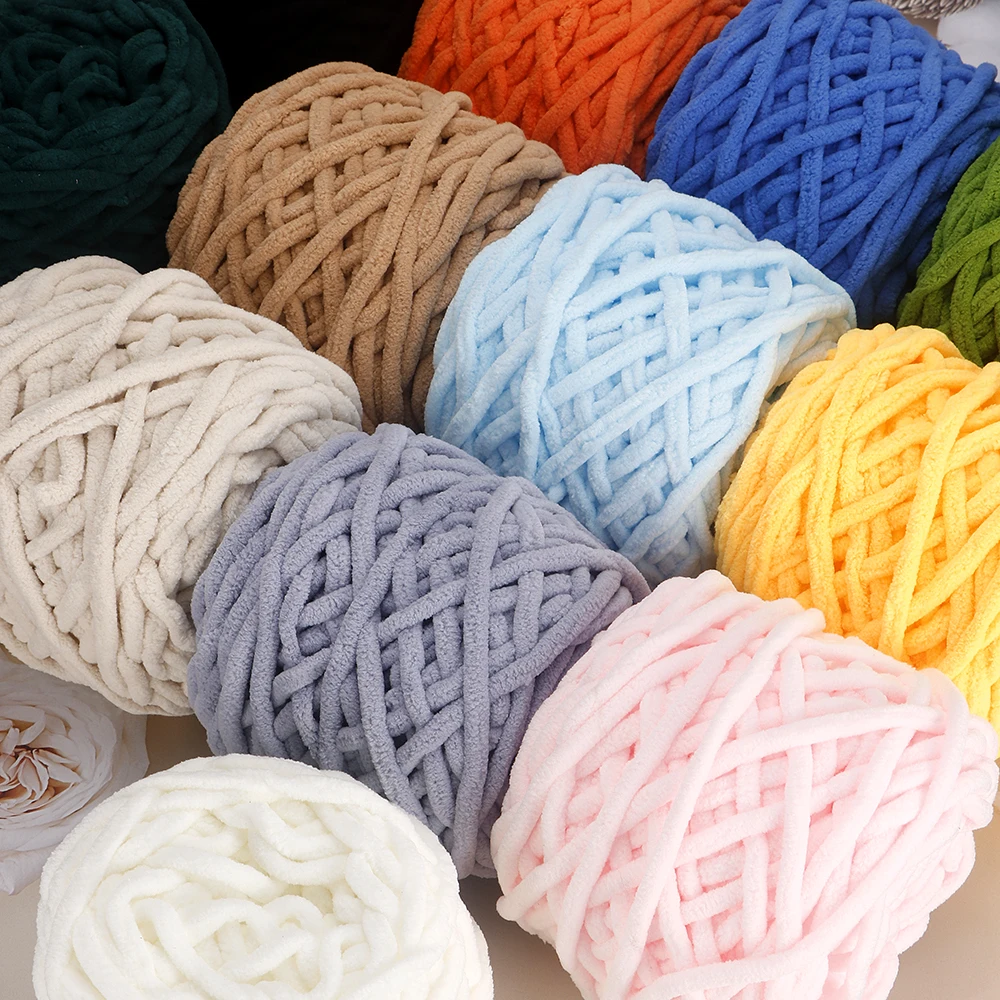 QJH 5 Pcs Chunky Chenille Yarn (95g/3.35oz), Worsted Yarn for DIY Crocheting Hand Knitting Blanket, Sweater Shawl Scarf Gloves