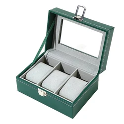 2/3/4/5/6/8/10/12Girds PU Leather Watch Box Display Case Holder Green/Black Storage Box  Organizer for Men & Women Best Gift Box