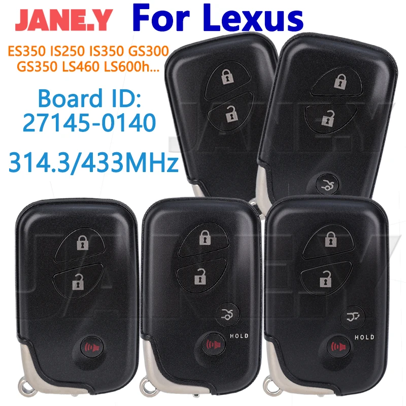 Auto Remote Control Key For Lexus ES350 IS250 IS350 GS300 GS350 LS460 LS600h LX570 4D Chip 314.3 /433MHz 27145-0140 Keyless Go