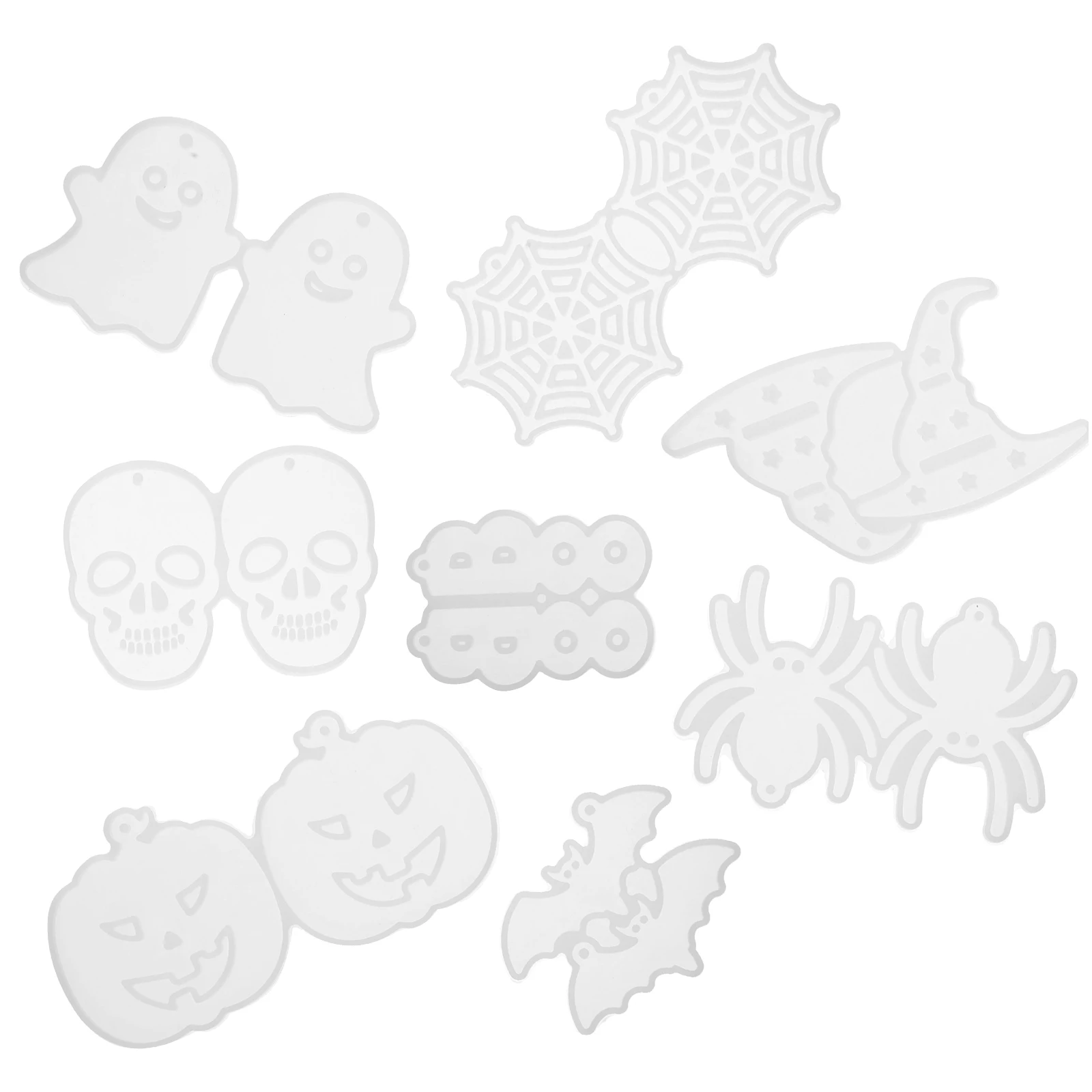

8pcs Earring Mold Halloween Jewelry Series Transparent Silicone Casting Molds for Diy Pendant Making Supplies Reusable