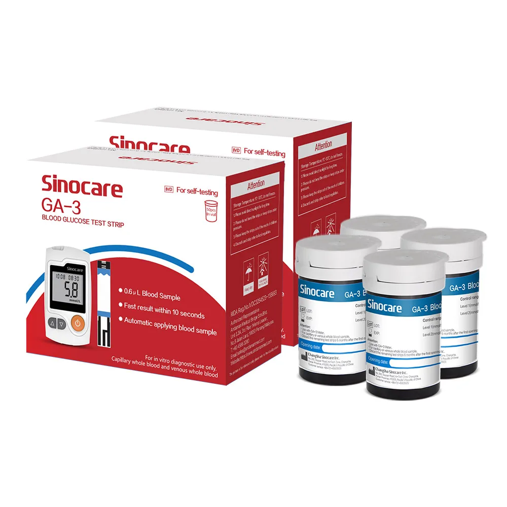 50/100/200/400PCS Sinocare GA-3 Blood Glucose Bottled Test Strips for Diabetes Glucometer Blood Sugar Monitor