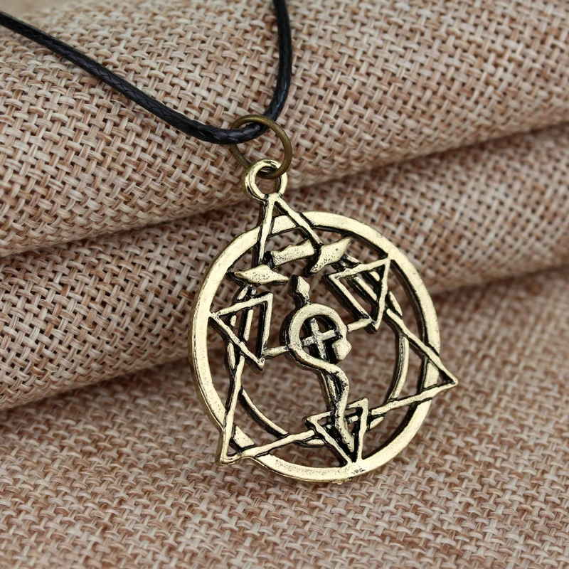 Anime Fullmetal Alchemist Metal Pendant Necklace Edward Alchemist Logo Necklace Cosplay Props Backpack Jewelry Accessories