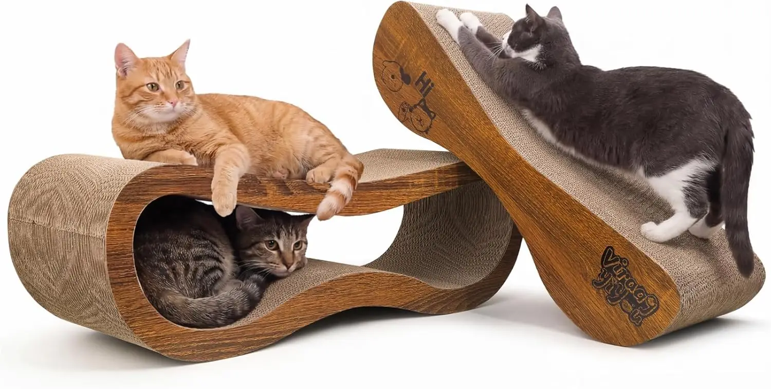 

Когтеточка для кошек 2-в-1: горизонтальная гофрированная подушка-когтеточка для домашних кошек, двусторонняя защита для дивана и мебели