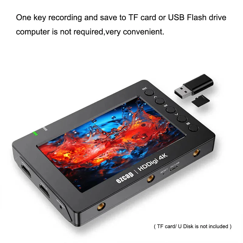 Ezcap278 HDDigi 4K HDMI Audio Video Capture Card Game Recorder with Screen Pause/Schedule Recording To TF Card USB U Flash Drive