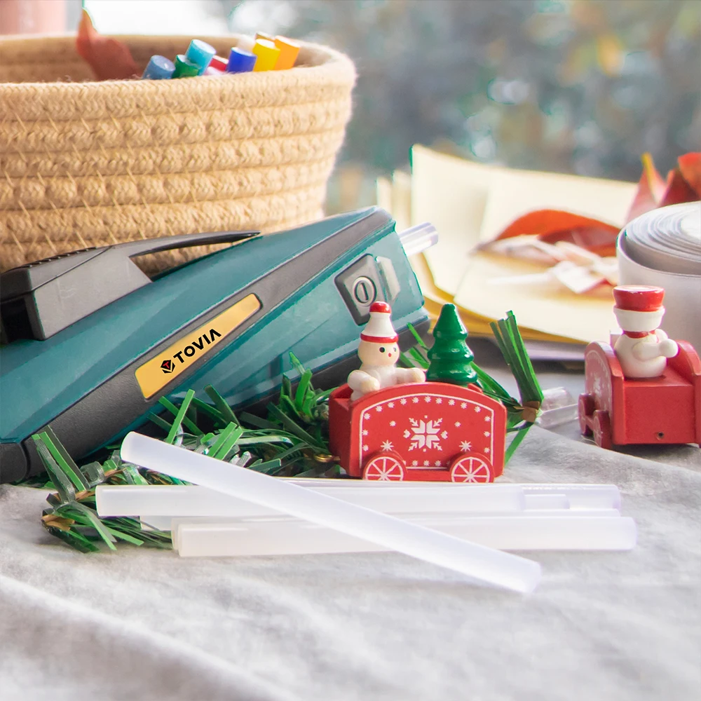 T TOVIA 7 مللي متر * 100 مللي متر عصا صمغ شفافة تذوب بالحرارة مادة EVA مناسبة لتقوم بها بنفسك ، ألبومات الصور/الخشب ، إلخ. 60 قطعة/120 قطعة