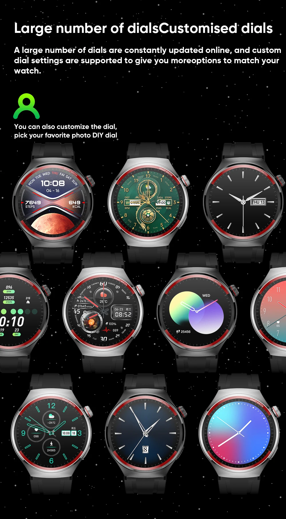 ساعة ذكية للرجال ثنائية الوضع ، مكالمة بلوتوث ، الكشف عن الصحة ، مساعد لغة ذكي ، الرياضة ، من 466x466 #5