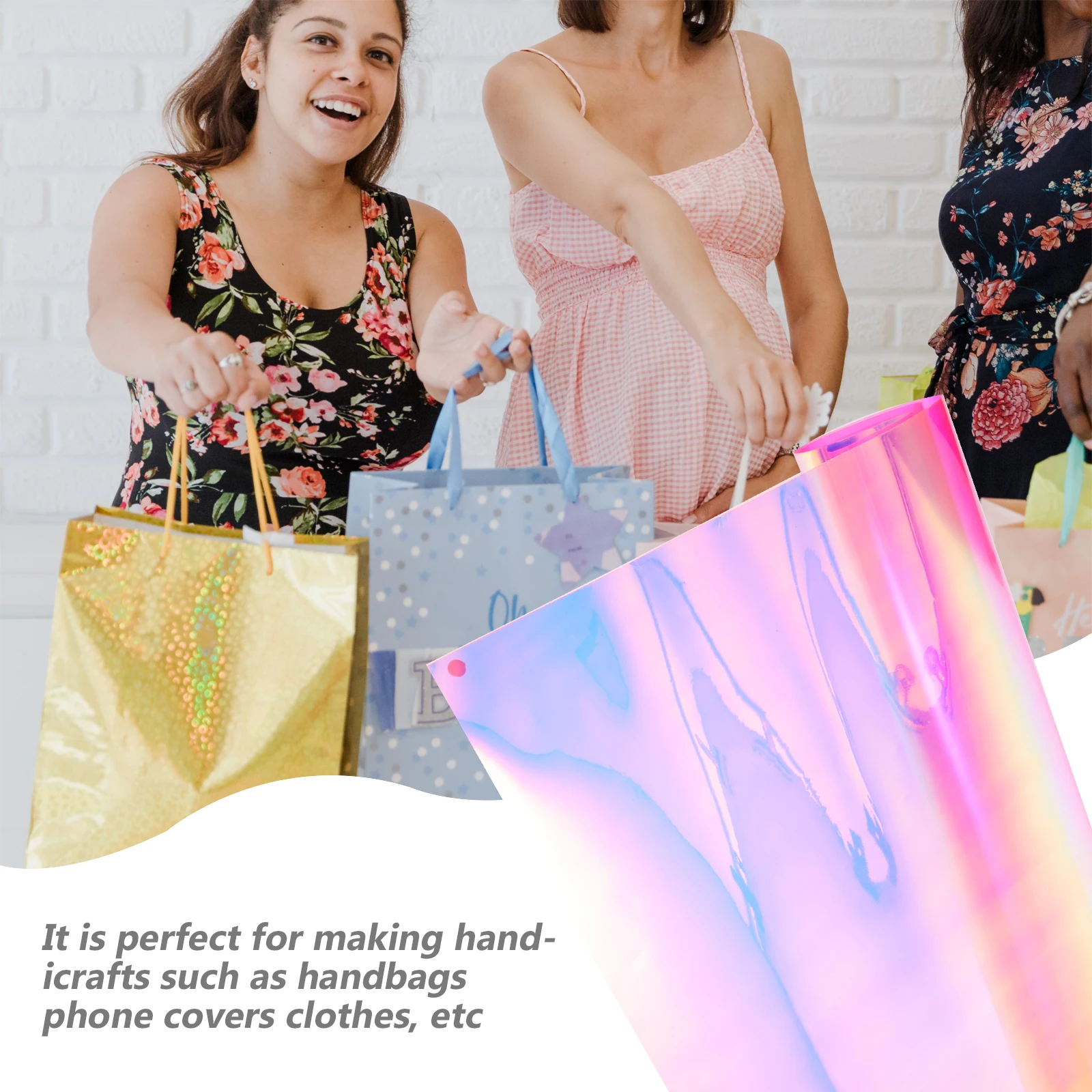 

PVC Film Colored Material Fabric Iridescent Performance Holographic for DIY Crafts Sewing Patchwork