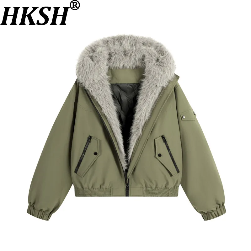 

HKSH Autumn Winter Men Tide 90% White Duck Down Mountain Eagle Warm Hooded Trendy Safari Style Down Jacket Chic Ins Coat HK17593