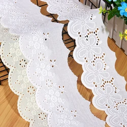 Cotton Embroidered White Flower Lace Fabric, Wide Sewing DIY Trim, Wedding Applique Ribbon, Collar Cloth, Guipure Decor, Hot