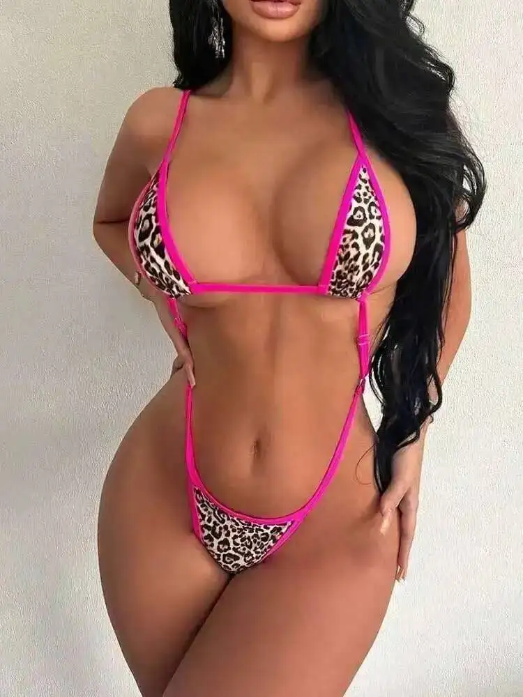 Costume da bagno intero da donna con stampa leopardata bikini intero senza schienale affascinante casual elegante bello dolce carino sexy Bikimi LHTJ