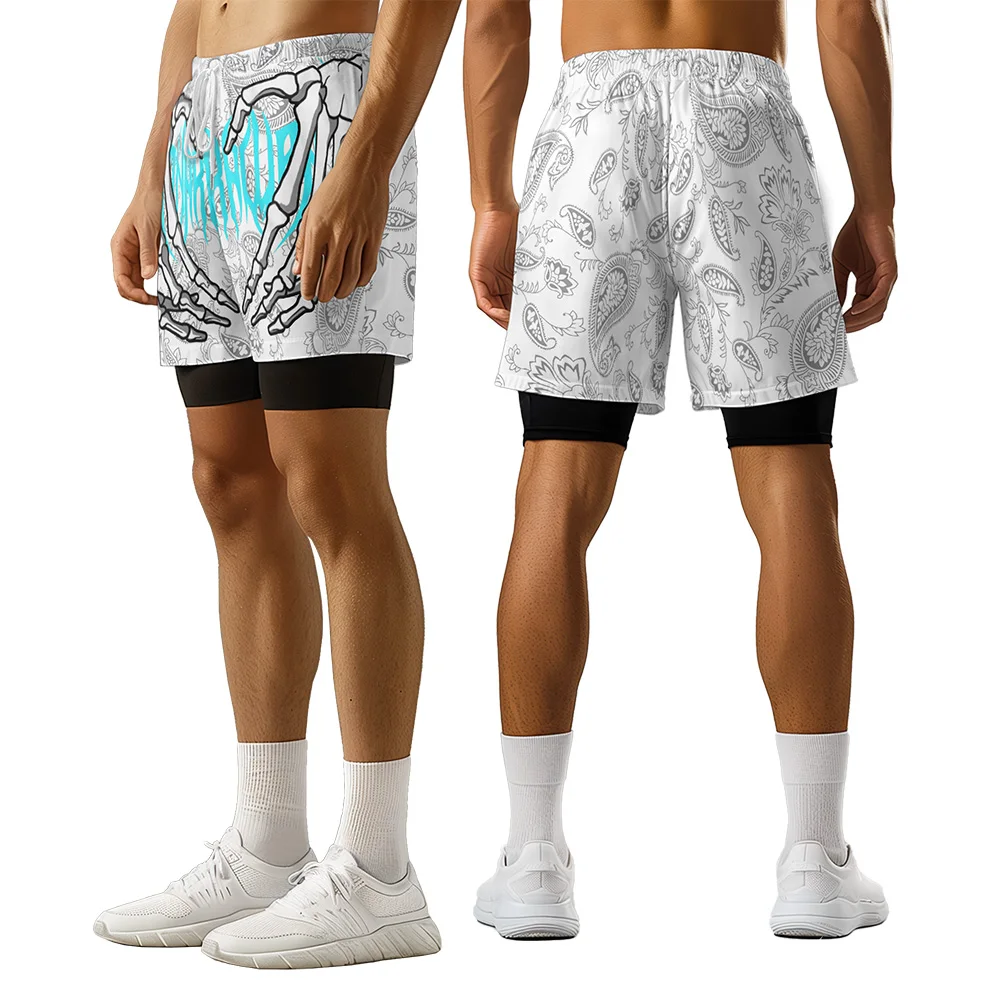 

2024 New original Summer Skeleton Hand 3D Premium printed casual trend sports letters High Street skateboarding camo shorts