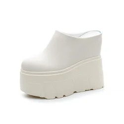 14cm Patent Genuine Leather Women High Brand Designer Shoes Ankle Boots New Spring Summer  Hidden Heels Platform Wedge Sneakers