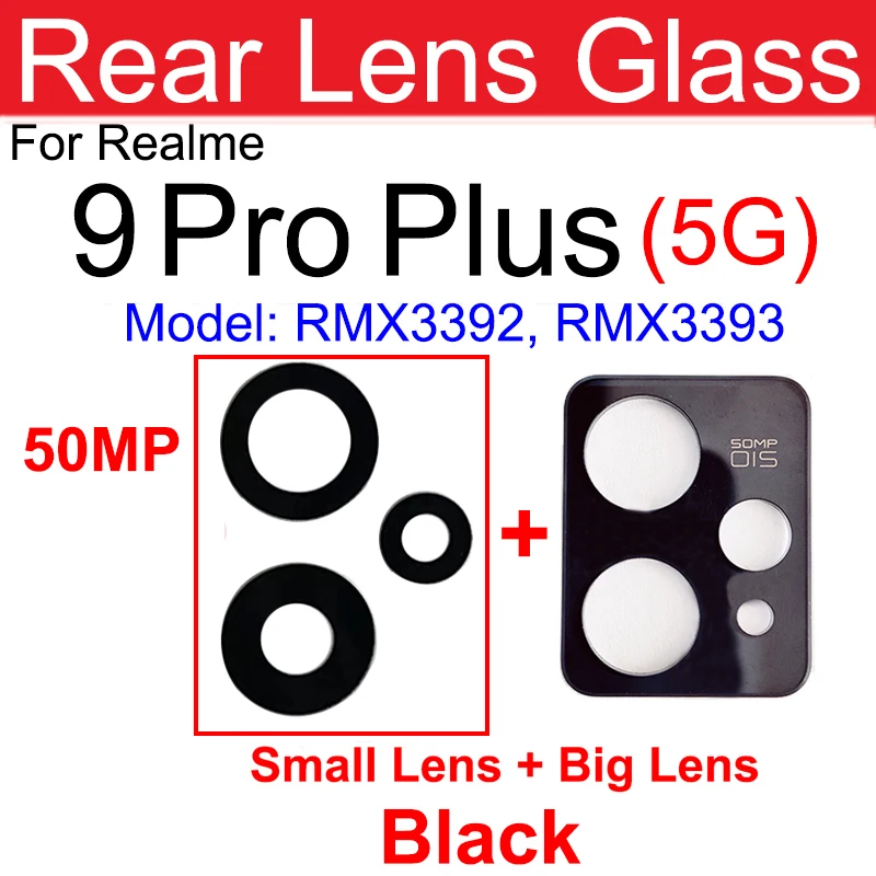 For Realme 9 9i 9 Pro+ Plus 5G Rear Camera Glass Lens Back Camera Lens with Sticker Replacement Parts