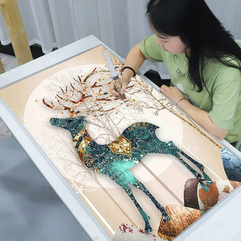 Wholesale Diy Diamond Painting Deer Cross Stitch Diamond Embroidery 5d Full Kit Stickers Handicraft Needle Arts Craft