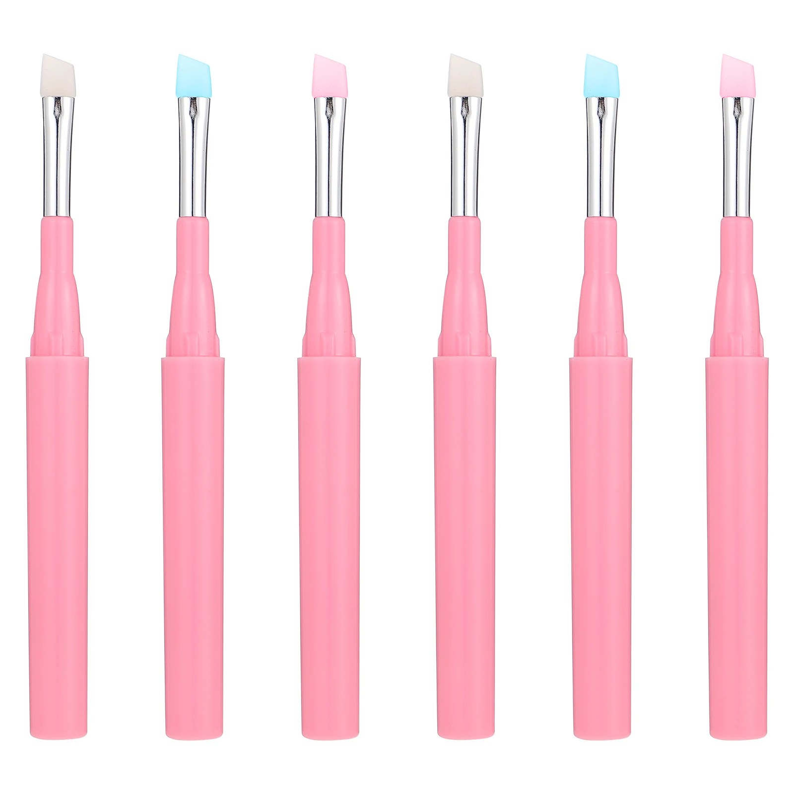 

6pcs Eyebrow Brush Silicone Smooth Handle 2005 Transparent Green Pink Heads Silicone Brush Lip Cosmetics Tool