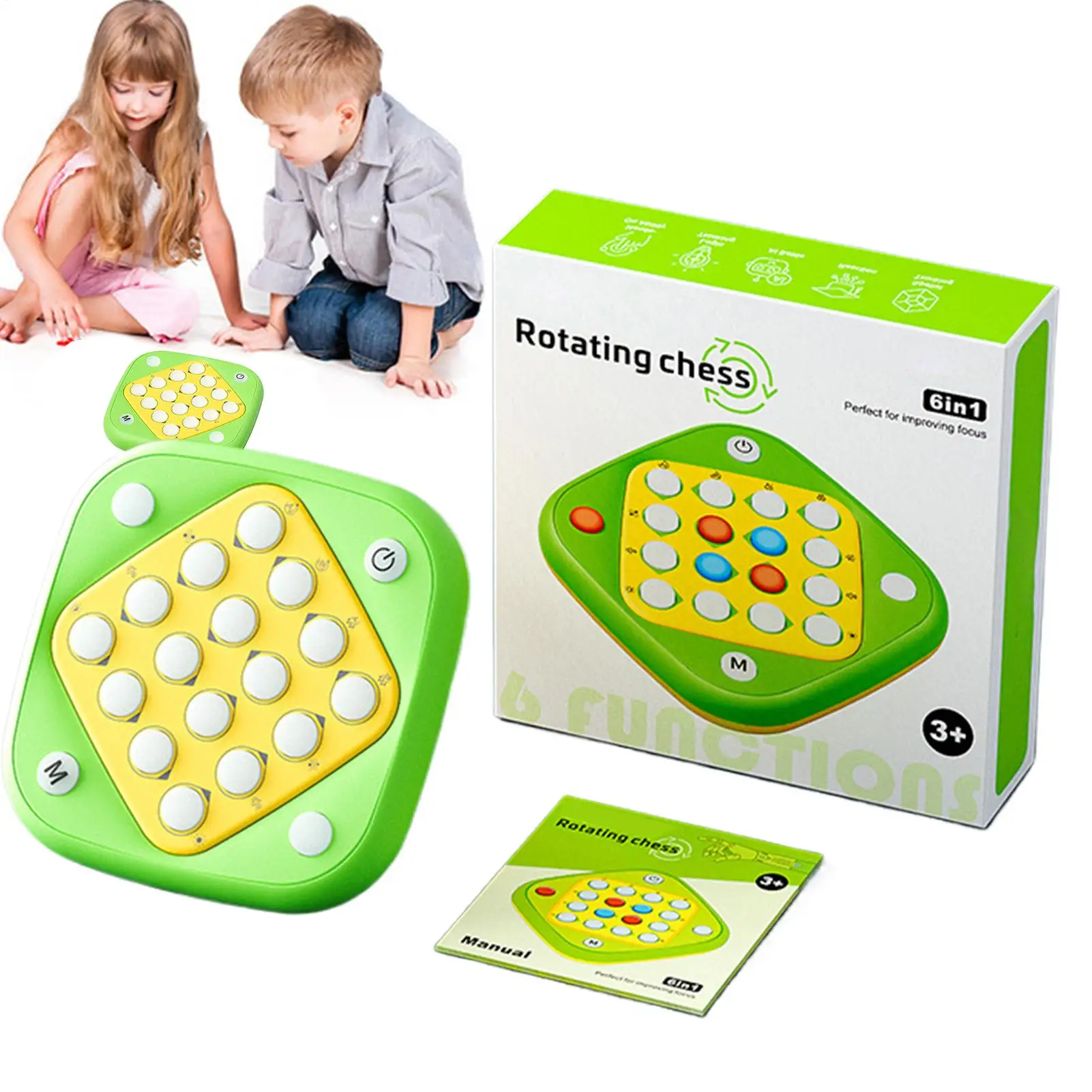 

Набор шахматных игр, интеллектуальная шахматная доска-головоломка, многофункциональная вращающаяся настольная логическая игрушка для 2 игроков, семейная ночь, детская вечеринка