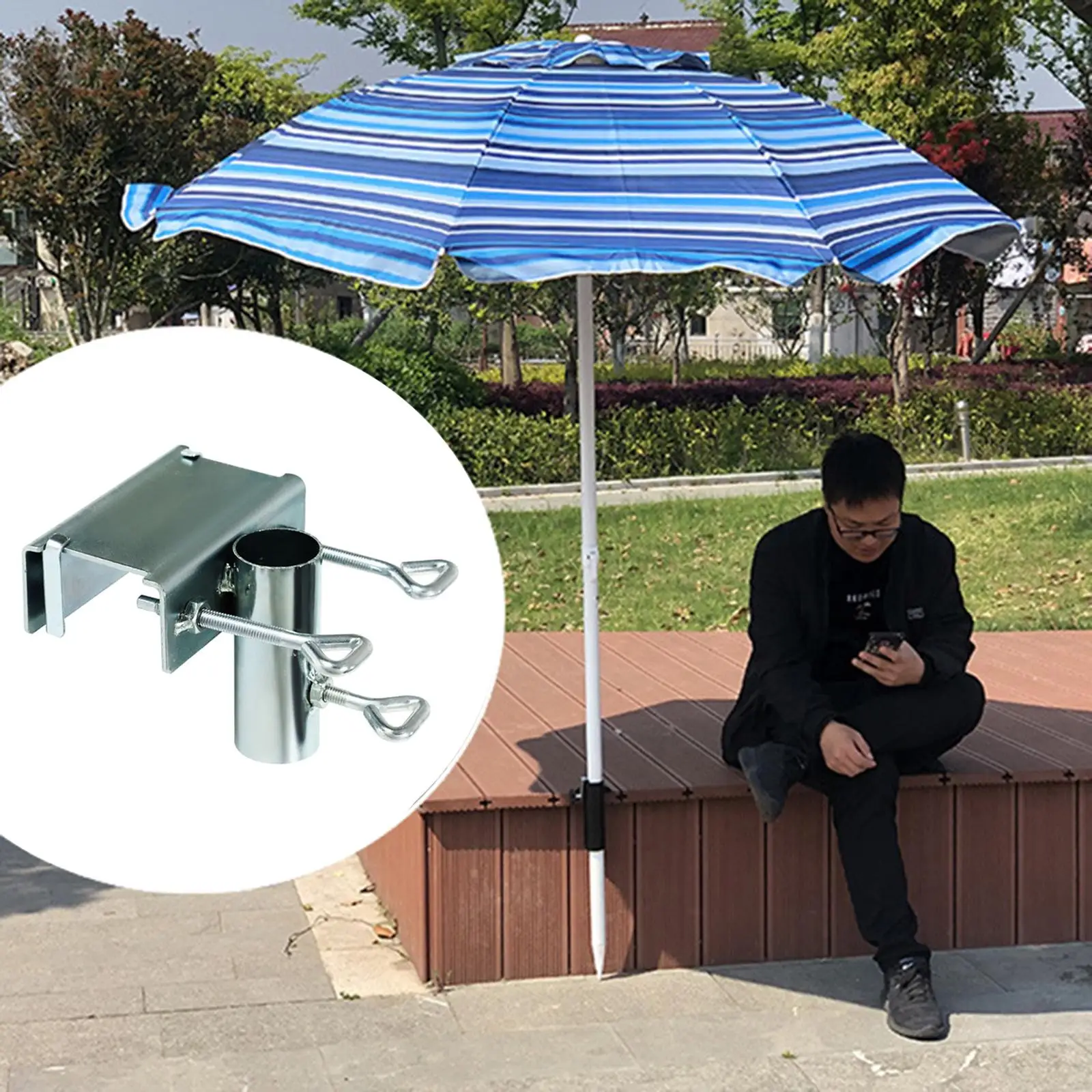 

PETSOLA Heavy Duty Patio Umbrella Clamp, Umbrella Stand Metal Clamp, Balcony