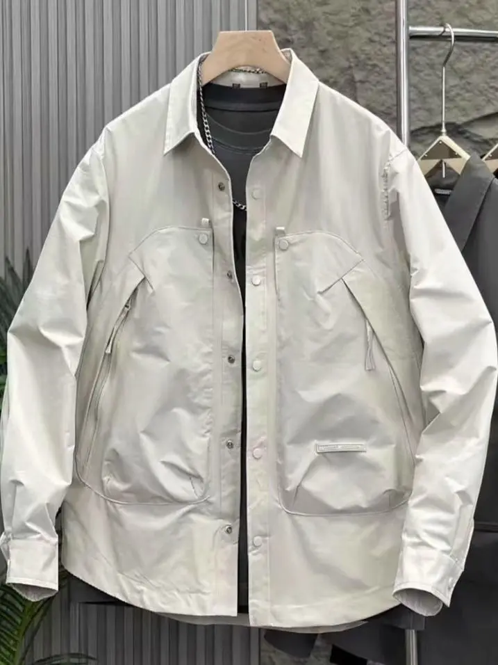 

Мужская модная уличная куртка на молнии с крупными количествоми, осенняя новая повседневная одежда, ветрозащитная полиэфирная ткань для пар