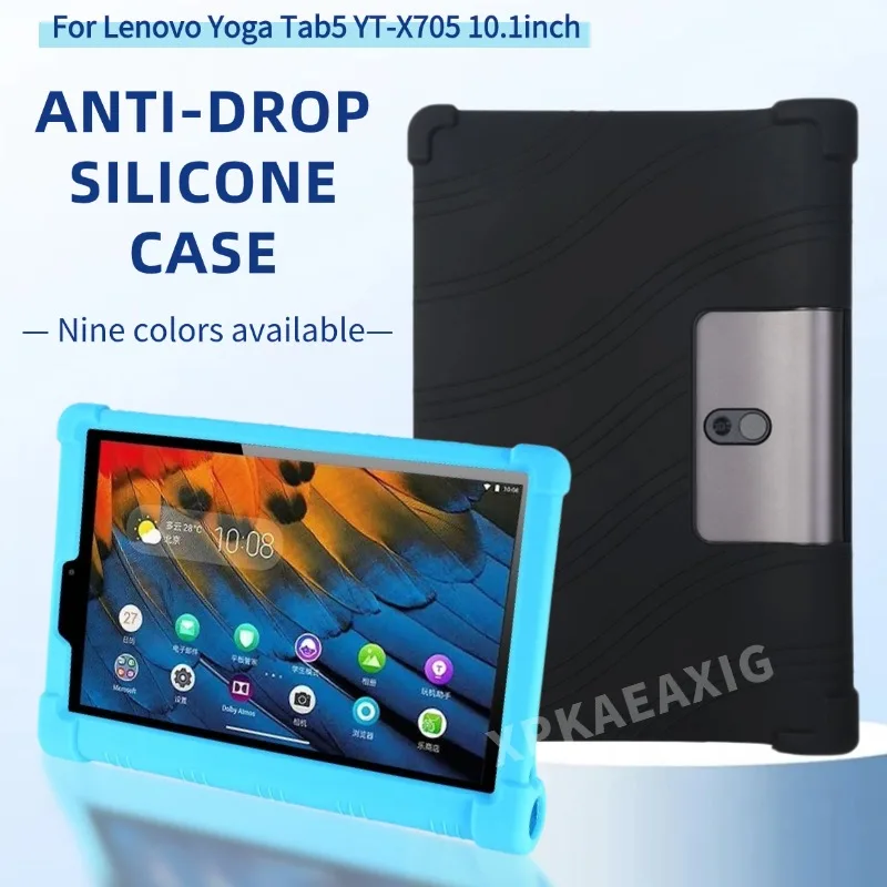 

For Lenovo Yoga Tab5 YT-X705 10.1" Case Tablet Shockproof Cover Yoga Tab5 YT-X705 10.1 Soft Silicon Stand Protective Shell