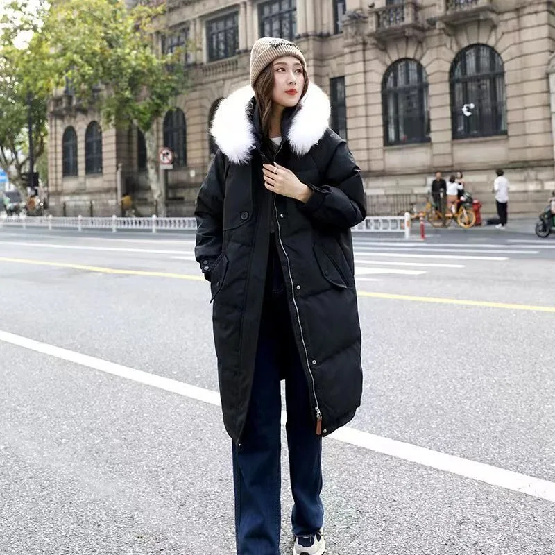 2023 New Women Down Cotton Coat Winter Jacket Female Long Padded Clothes Parkas  Loose Outwear Hooded Overcoat