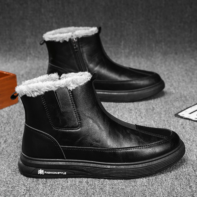 

Snow Boots Men's Shoes Winter Waterproof Non-Slip Sports High-Top Boots Men's Fleece-Lined Thickened Warm Cotton Shoes