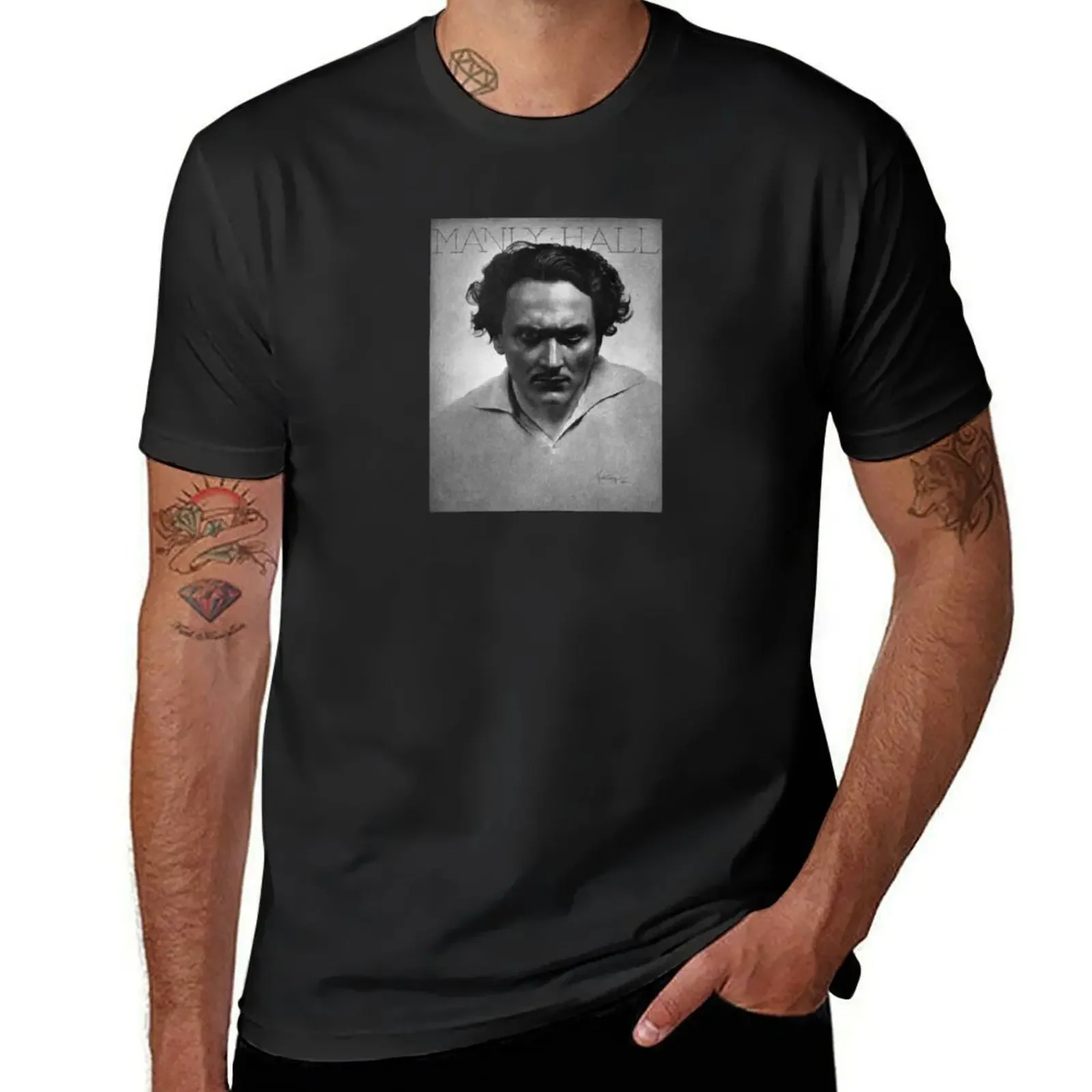 MANLY PALMER HALL T-Shirt blacks street wear cute tops T-shirts for men cotton