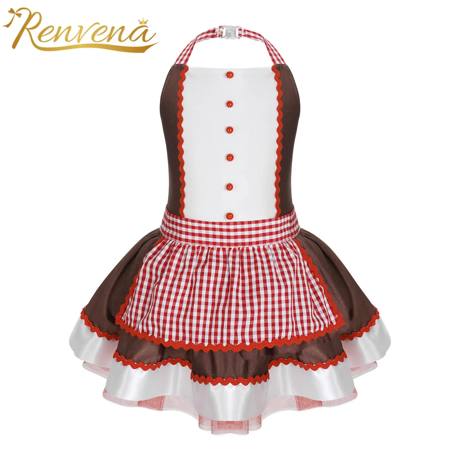 

Girls Christmas Dress Cookie Gingerbread Man Cosplay Costumes Halloween Party New Year Gift Performance Ballet Tutu Dancewear