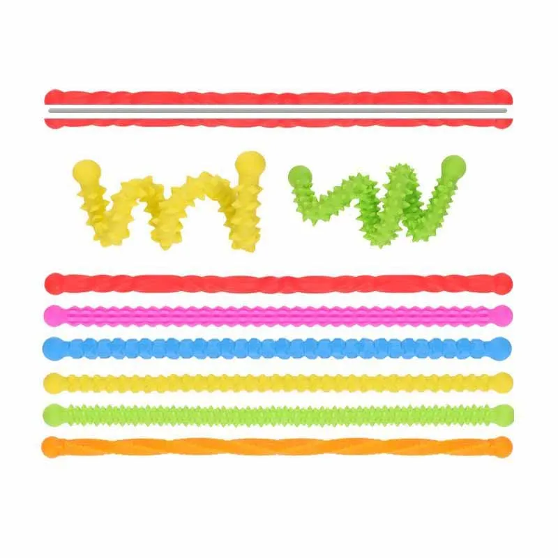 6 pçs colorido silicone sensorial varas autismo texturizado calmante brinquedo sala de aula estudante ansiedade alívio viagem brinquedo de relaxamento