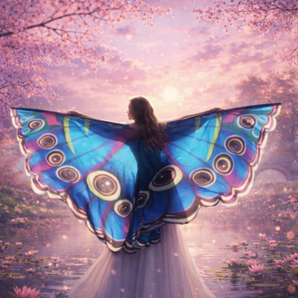 Carnival Moth Butterfly Cape Party Halloween Butterfly Peacock Shawl Masquerade Dress Up Butterfly Cosplay Costumes Female