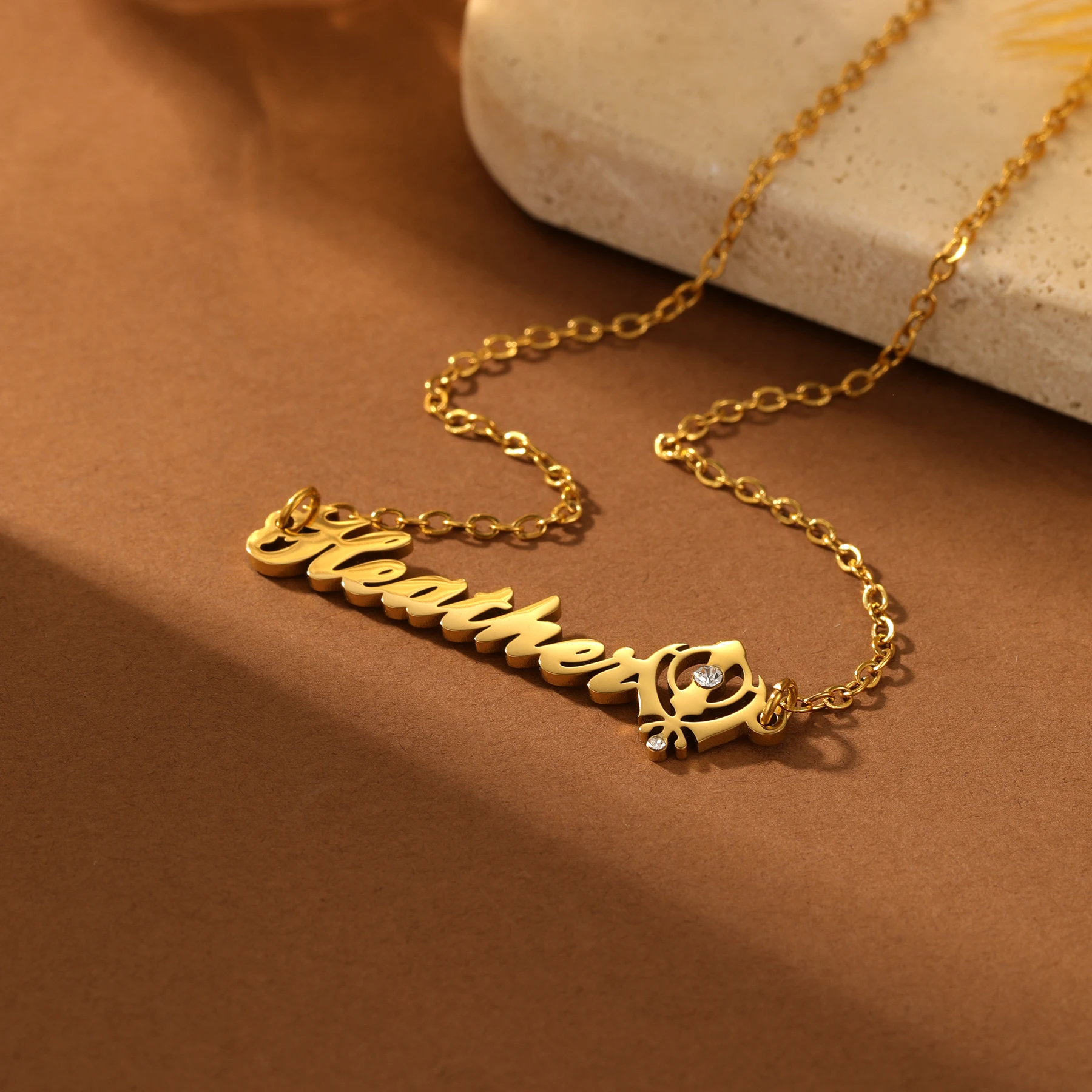 

Customized Name Necklace with Sikh Khanda Symbol 18K Gold Plated Stainless Steel Personalized Religious Jewelry Gift for Him Her