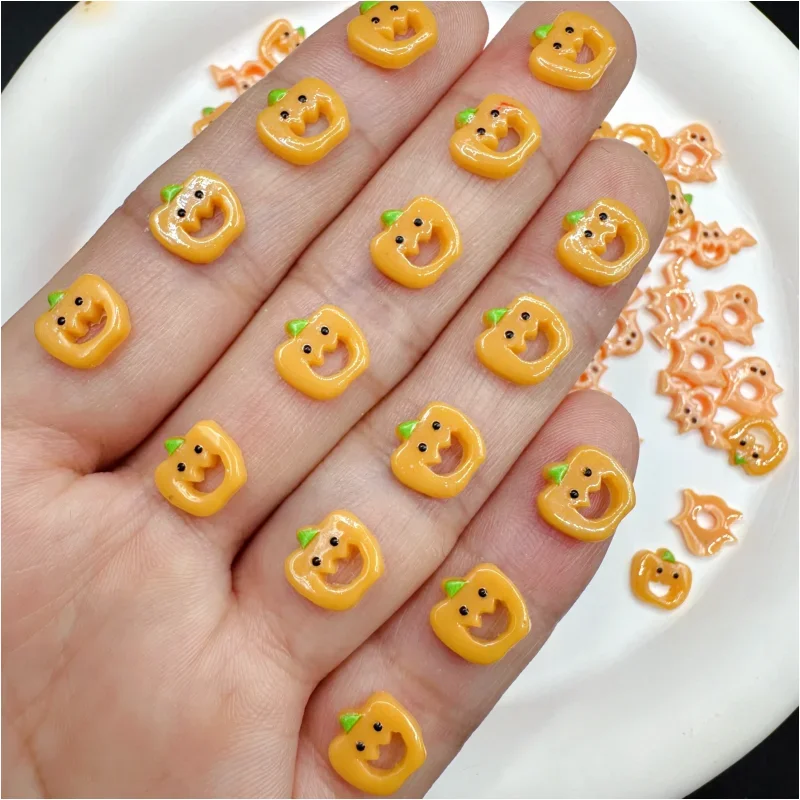 10pcs New Kawaii Pumpkin Ghost Bat Nail Charms Jewelry 3D Halloween Accessories Nail Art Decoration DIY Supplies Manicure Parts