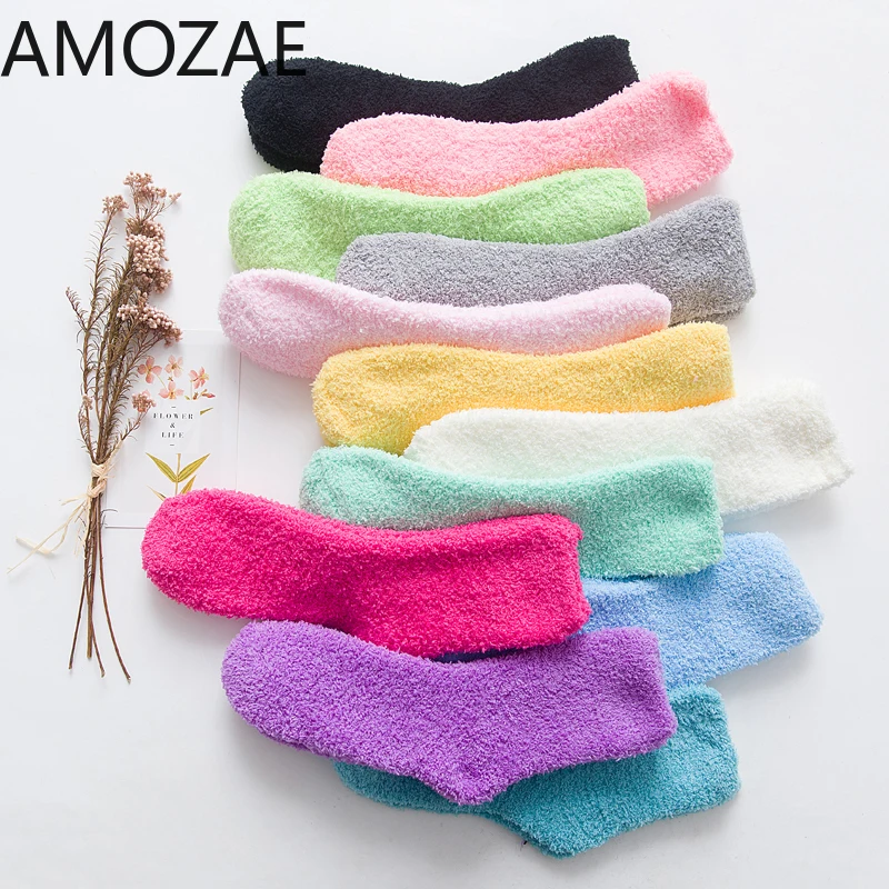 1 Paar Niedliche Nerzvelours-Socken für Damen und Mädchen, Herbst und Winter, Verdickte Thermische Korallenvelours-Schlafsocken, Plüsch-Bodensocken