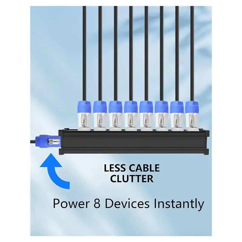 ALIM-Pro Audio لأضواء المسرح، شاشات LED، 16A 8 قنوات متعددة Powercon كابل الطاقة اندلاع للرؤوس المتحركة