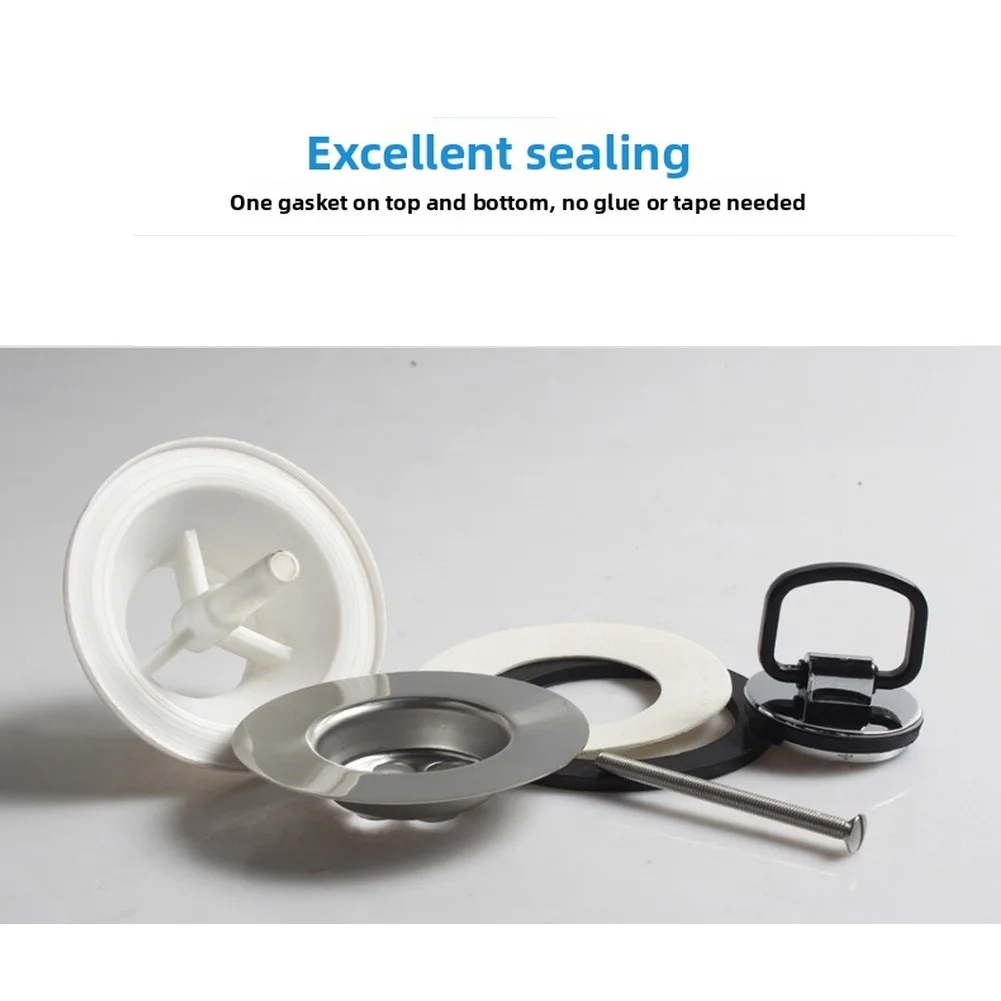 Washbasin Drain 85mm Stainless Steel with PP Cover Push Pull Stopper for Sink Drainage System Dual Gasket Sealing