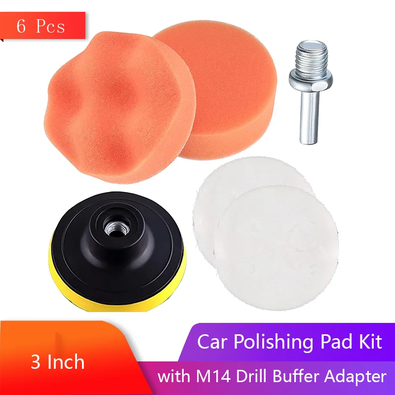 

3 Inch Car Polishing Pad Kit with Buffing Wheel Polishing Buffing Pad with M14 Drill Buffer Adapterfor for Car Polishing Waxing