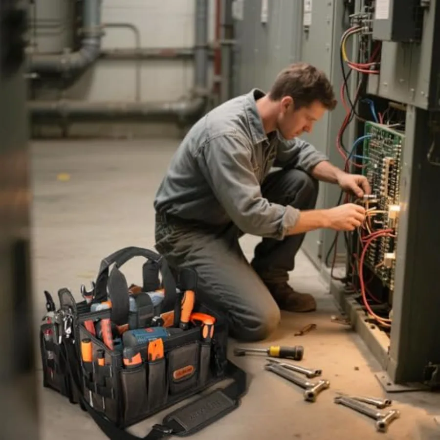 20 جيوب أداة كهربائي حمل 16 بوصة واسعة مفتوحة العلوي مشمع قماش أدوات كهربائية حقيبة الثقيلة HVAC التكنولوجيا أداة B #2